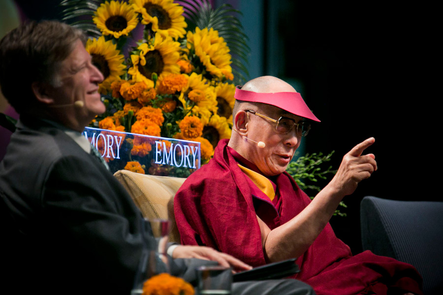 His Holiness the 14th Dalai Lama Tenzin Gyatso speaks at Emory University on Oct. 8. He shared his views on many topics, including how he believed secular ethics and educational programs can create an all-embracing ethical systems. Photo Courtesy of Dalailama.com