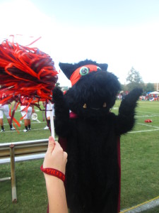 A Loud Scotsmen member sports the Scottie dog costume at the Maryville College homecoming game. Photo Courtesy of Evy Linkous