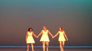 August Greer, Emily Fain, and Cheyenne Barnes, senior dancers, after their performance. Photo courtesy of August Greer.