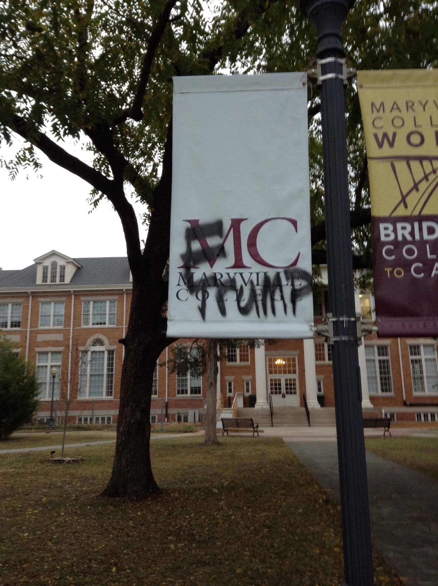 Vandalism has been spotted around Maryville College during the college's fall break.