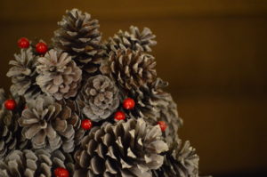 Allison Franklin’s mother made this pinecone tree from pinecones gathered on Maryville College’s campus. It’s sprayed with a cinnamon fragrance that brings memories of the holidays. Photo by Allison Franklin.