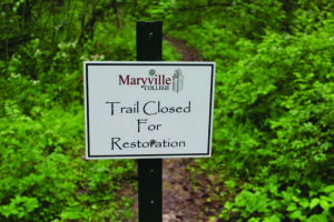 One trail in the Maryville College Woods has been closed down for renovations.
