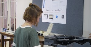 Students utilize the new printing system installed in both Thaw Hall and Bartlett Hall.