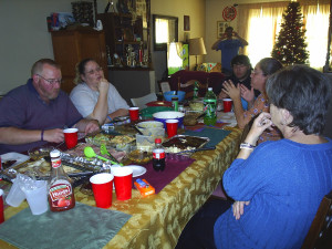 My family gathered around the table for our Thanksgiving meal. Everyone comes together to celebrate every Thanksgiving together. Photo by Rebekah Plowman.