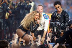 Photos of the halftime performances by Coldplay, Bruno Mars and Beyonce during Super Bowl 50. Photo courtesy of Chang W. Lee.