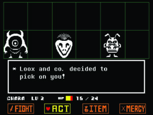 “Undertale” took a different path with its combat than most games, questioning if you really need to kill anyone after all. Screenshot courtesy of tobyfox.