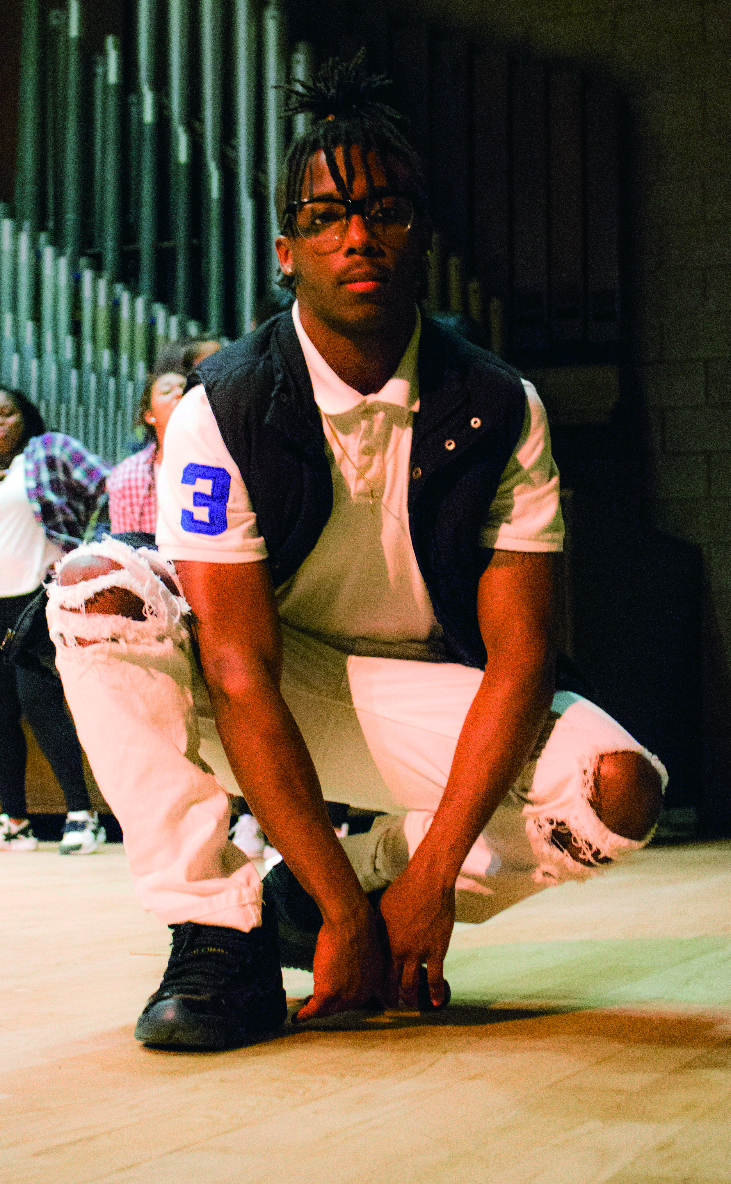 Zaylon Woolfork performed a hip-hop song for BSA’s annual Apollo Night on Feb. 9. Photo by David Peters.